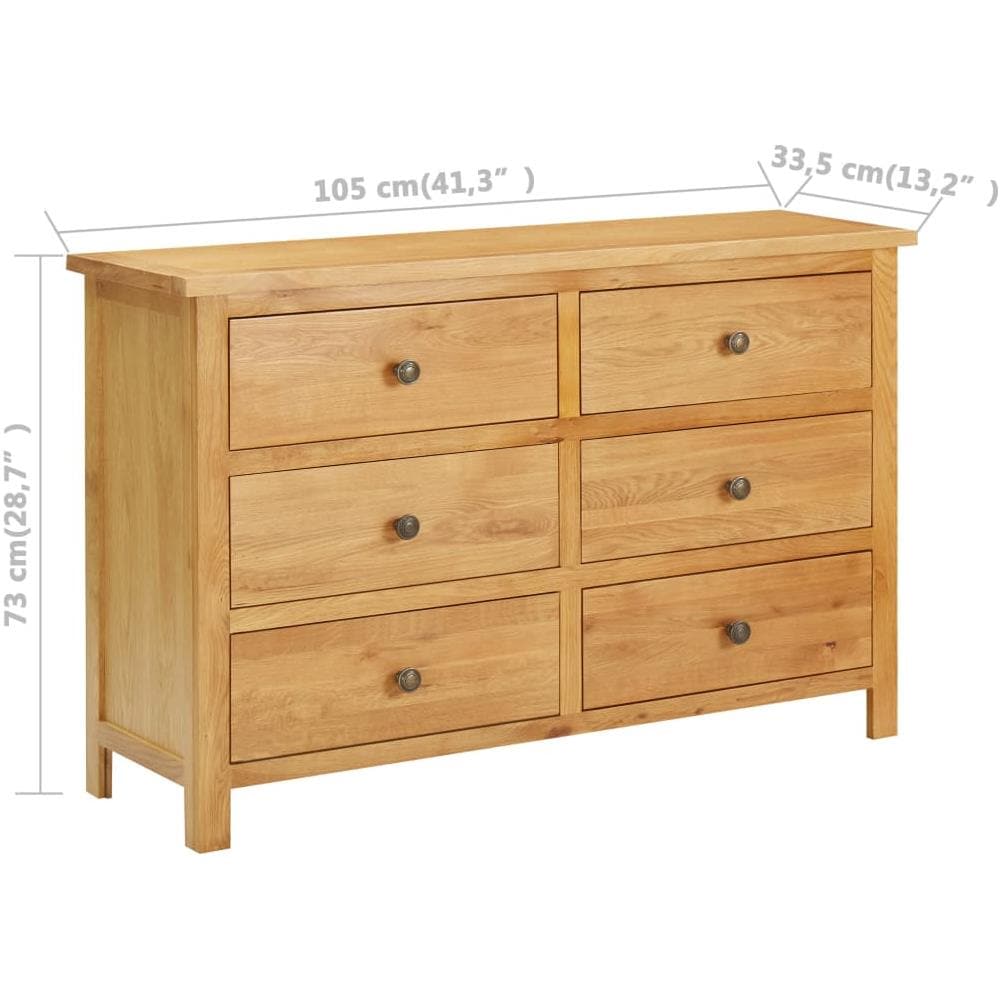 Cassettiera 105x33,5x73 cm in Legno Massello di Rovere - Foto 2