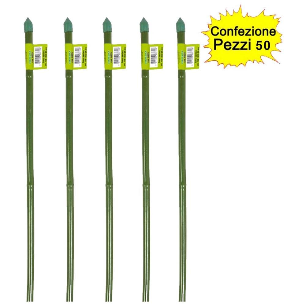 Tutori In Bamboo Plastificato Verde Per Piante 50 Pezzi 12-14 Mm X Altezza 150 Cm - Foto 1