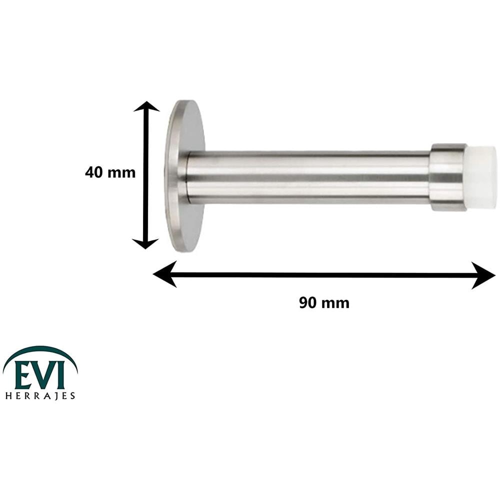 Stop Della Porta Della Parete, Installazione Adesiva, Gomma Bianca, Acciaio Inossidabile, Lunghezza 89mm - Foto 3