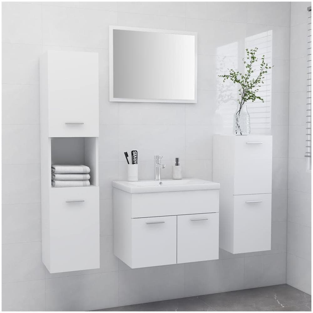 Set Mobili da Bagno Bianco in Truciolato - Foto 1