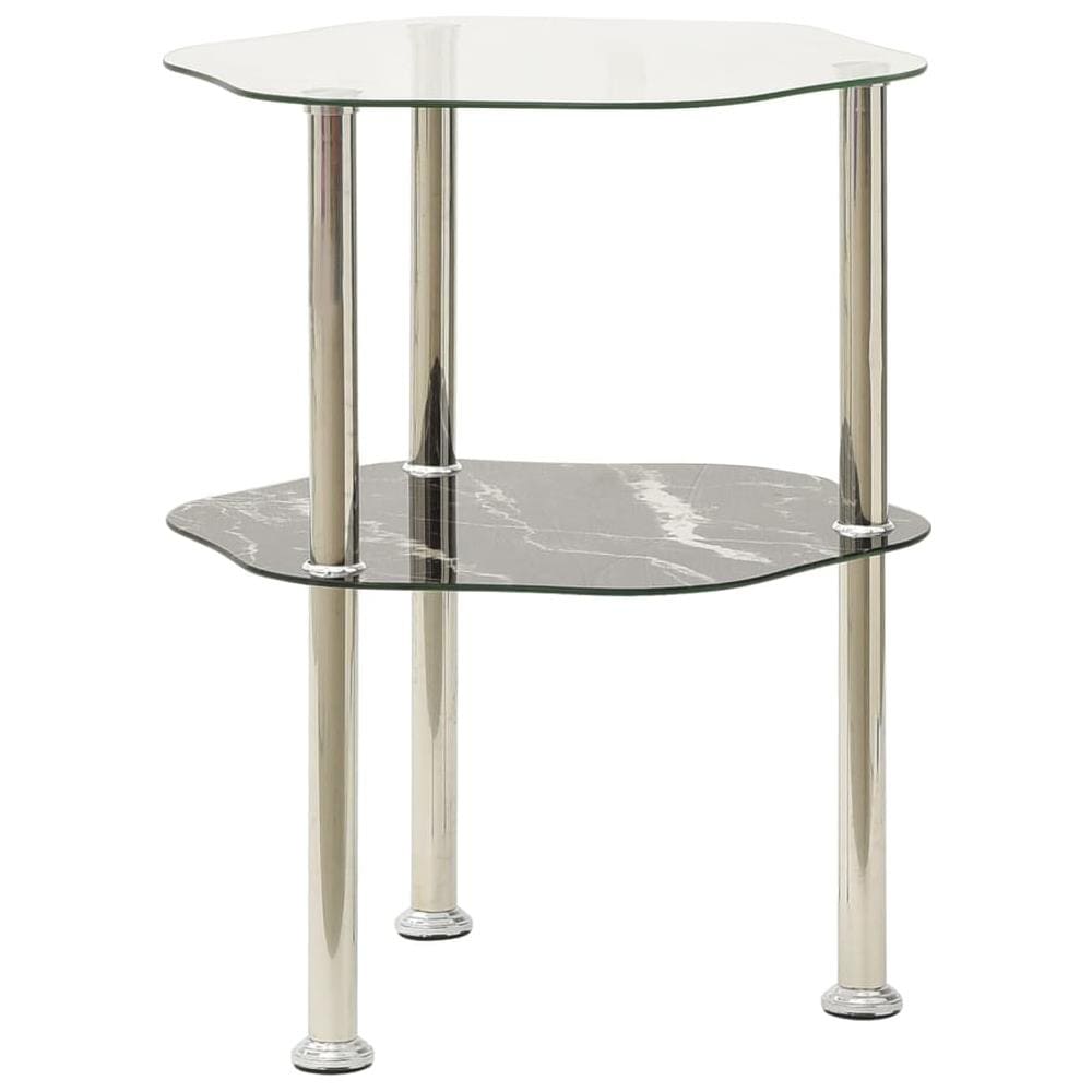 Tavolino 2 Livelli Trasparente Nero 38x38x50 cm Vetro Temperato - Foto 2