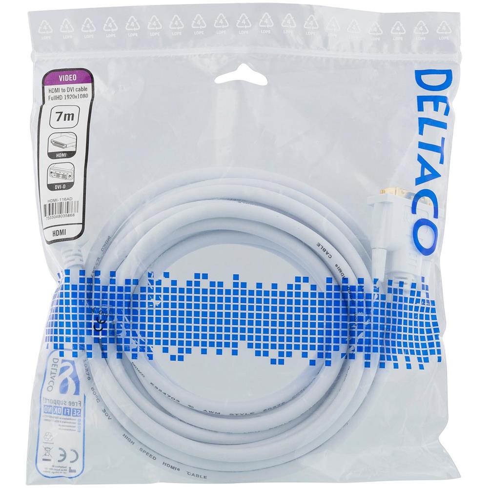Cavo Hdmi-dvi, 7 M, Full Hd, Bianco - Foto 2