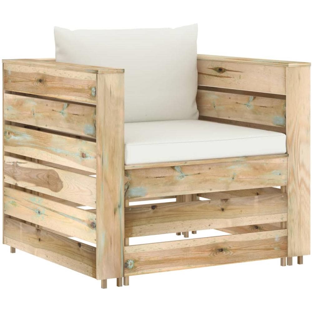 Set Divani da Giardino con Cuscini 2 pz Legno Impregnato Verde - Foto 2