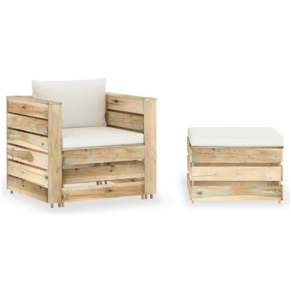 Set Divani da Giardino con Cuscini 2 pz Legno Impregnato Verde - Foto 1