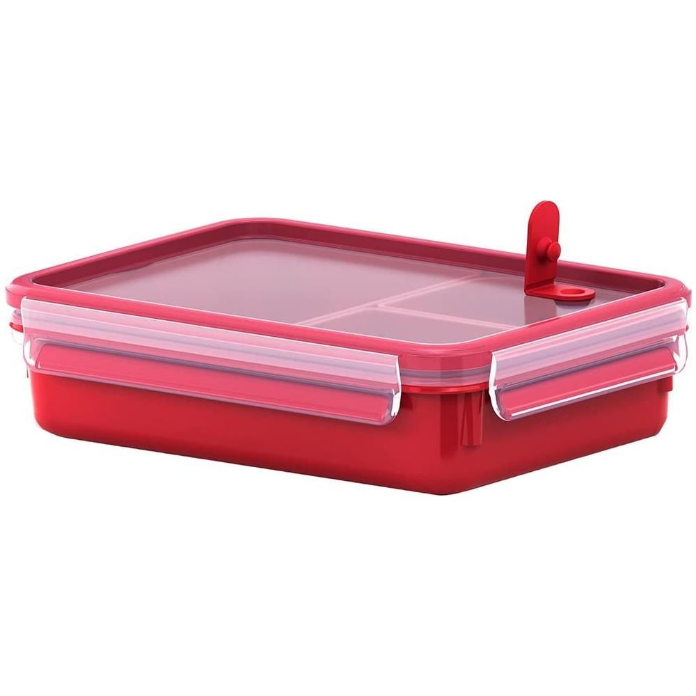 Emsa Clip & Micro Contenitore Microonde Con 3 Inserti, Rosso, 1,2 L - Foto 1