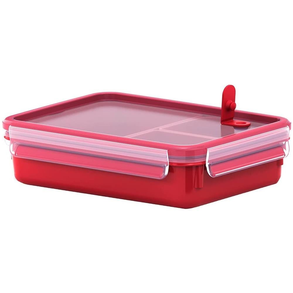 Emsa Clip & Micro Contenitore Microonde Con 3 Inserti, Rosso, 1,2 L - Foto 2