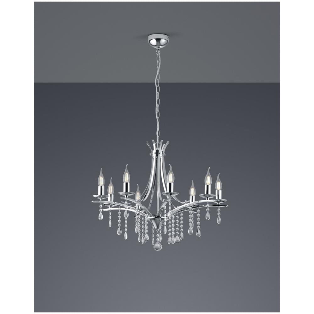 Lucerna Lampadario 8 Luci Metallo Cromato E Pendagli Trasparenti D. 69cm - Foto 1