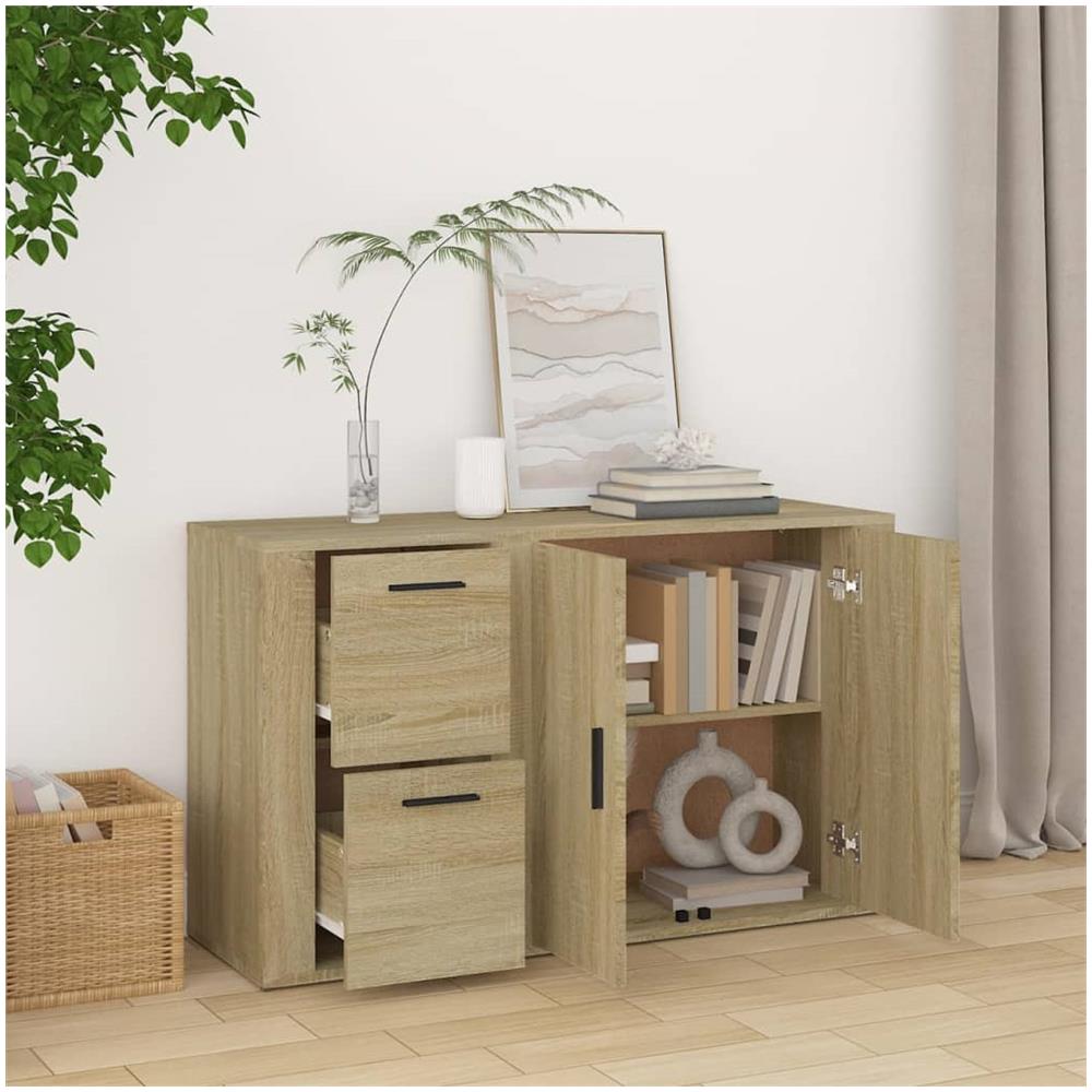 Credenza Rovere Sonoma 100x33x59,5 Cm In Legno Multistrato - Foto 5