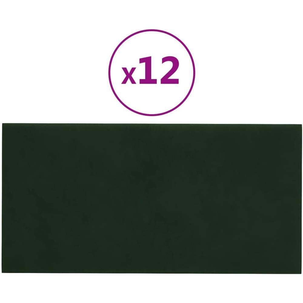 Pannelli Murali 12 Pz Verde Scuro 30x15 Cm In Velluto 0,54 M - Foto 1