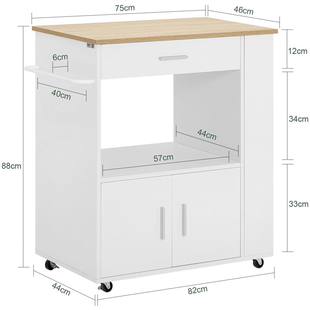 Carrello Da Cucina Legno Mobiletto Cucina Salvaspazio Con Cassetto E Armadietto 82x46x88 Cm Fkw113-wn - Foto 2