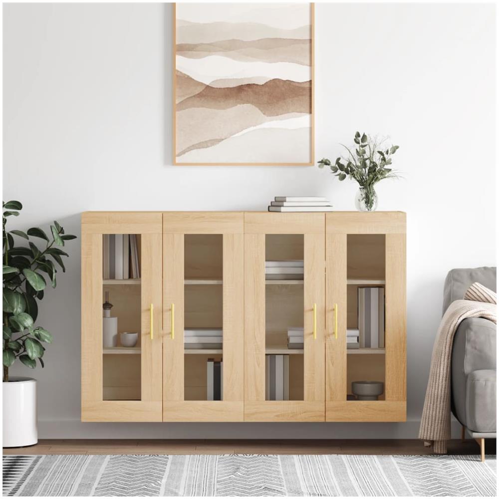 Armadietti A Parete 2 Pz Rovere Sonoma In Legno Multistrato - Foto 1