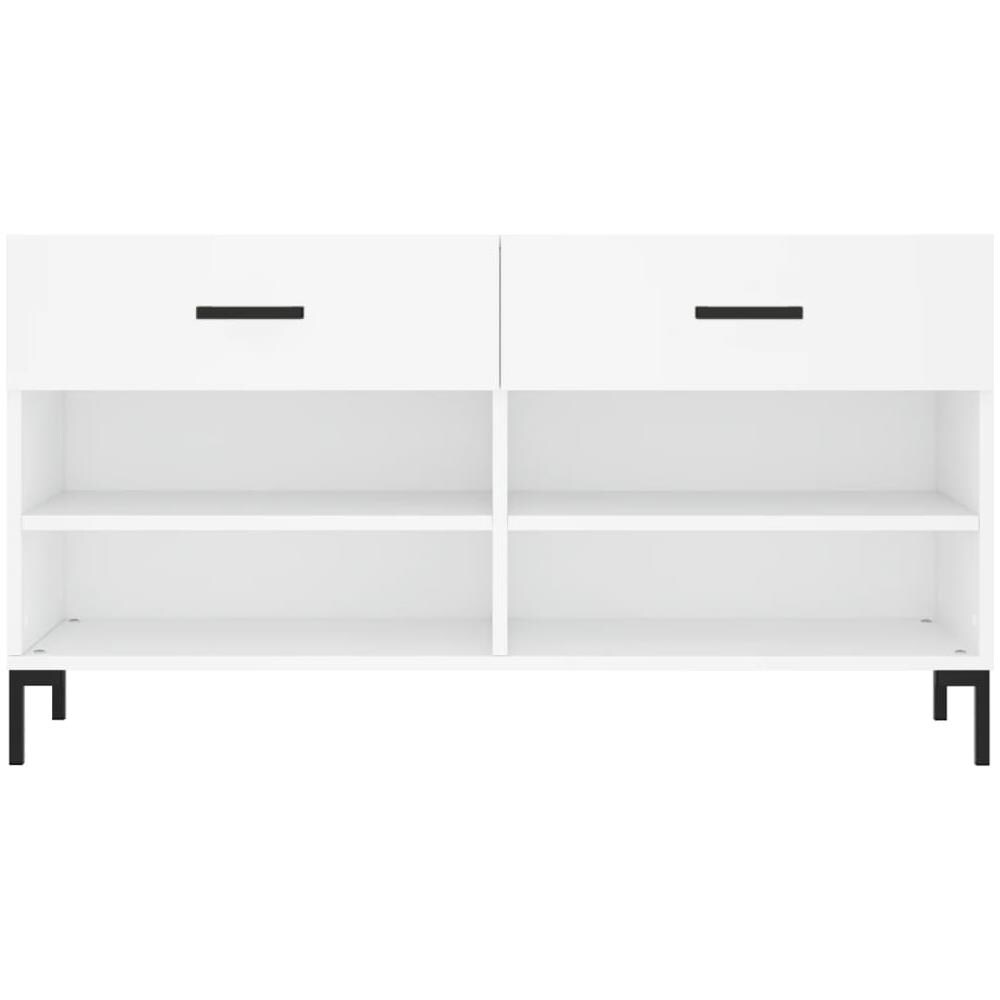 Panca Porta Scarpe Bianca 102x35x55 Cm In Legno Multistrato - Foto 2