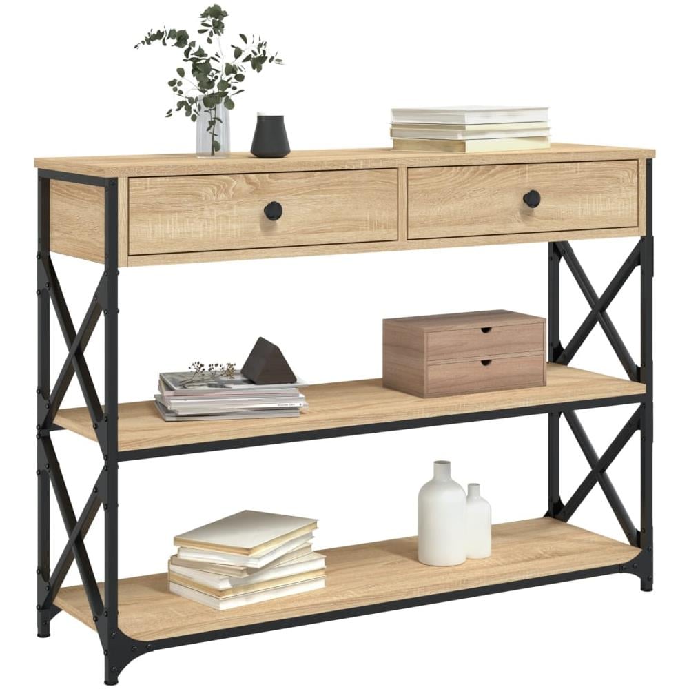 Tavolo Consolle Rovere Sonoma 100x28x75 Cm In Legno Multistrato - Foto 3