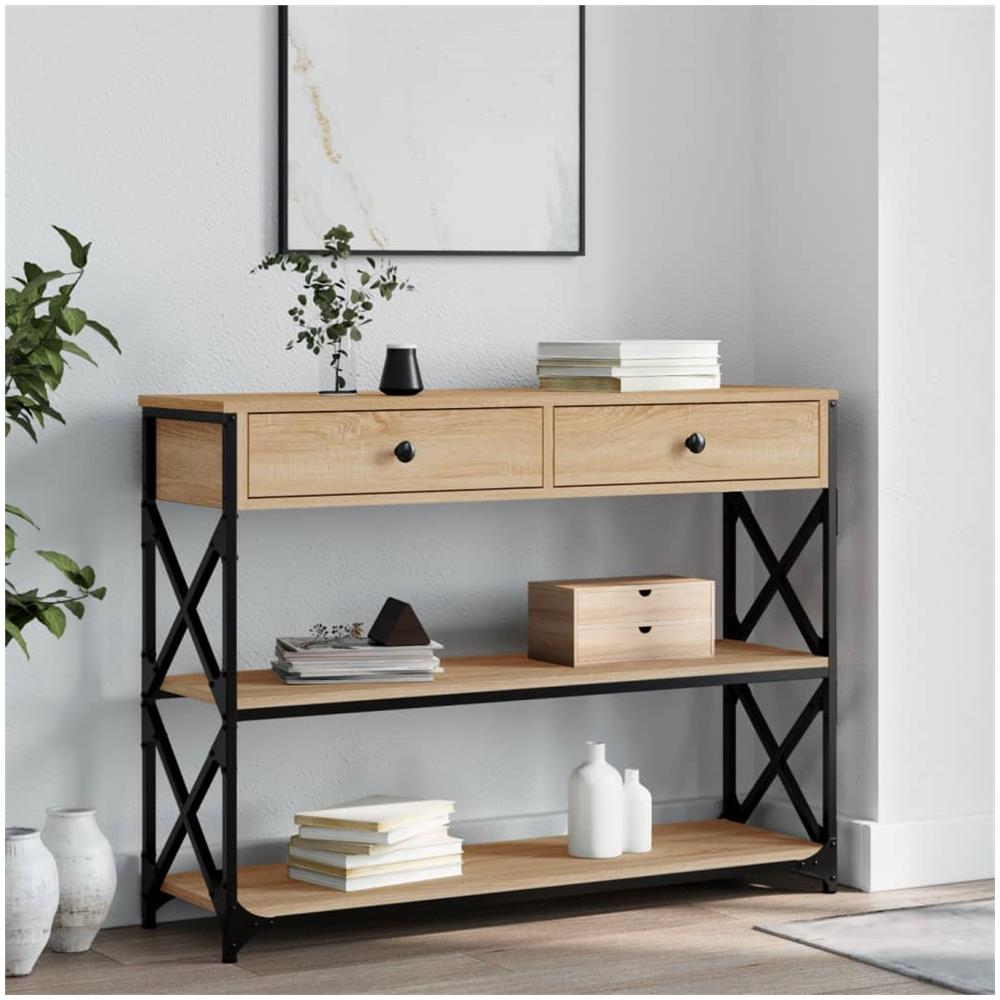 Tavolo Consolle Rovere Sonoma 100x28x75 Cm In Legno Multistrato - Foto 1