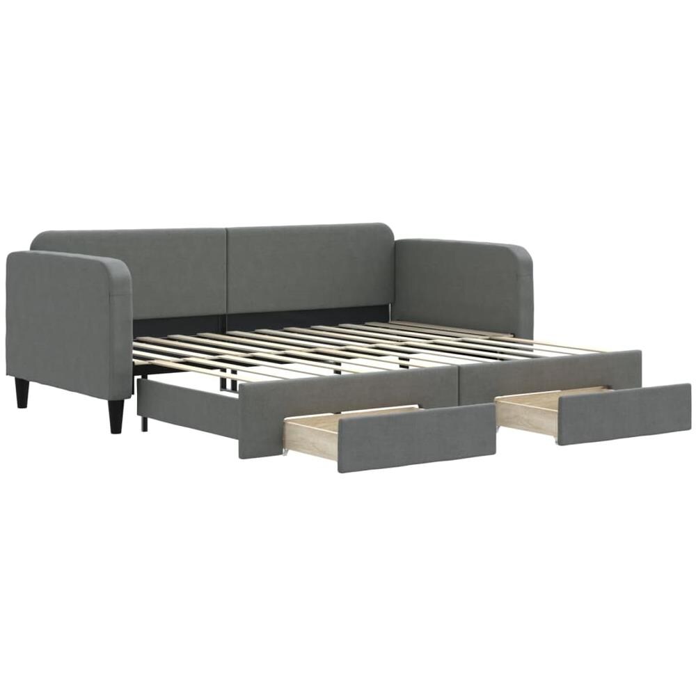 Divano Letto Estraibile Cassetti Grigio Scuro 90x200cm Tessuto - Foto 1