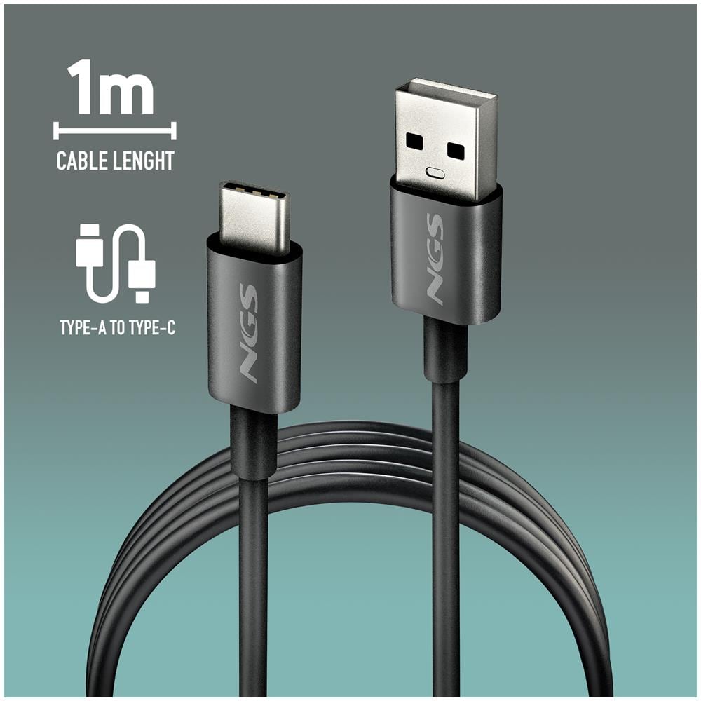 Zyro-ac White: Cavo Di Ricarica Da Usb-a A Usb-c. Trasmissione Dati: 480 Mbps Usb 2.0. Lunghezza: 1 M. Potenza: 15 W. Resistente. Bianco. - Foto 1