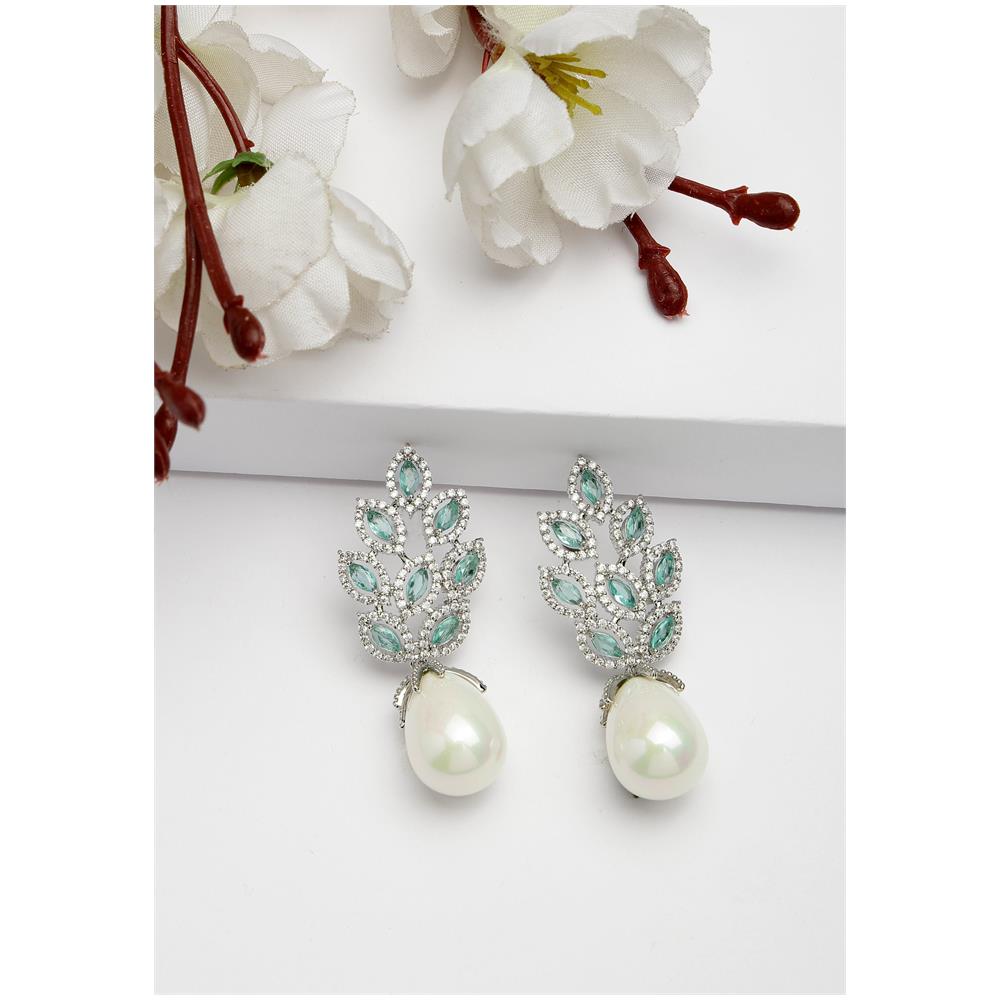 Orecchini Pendenti Eleganti a Foglia con Zirconi Collezione Diva - Foto 1