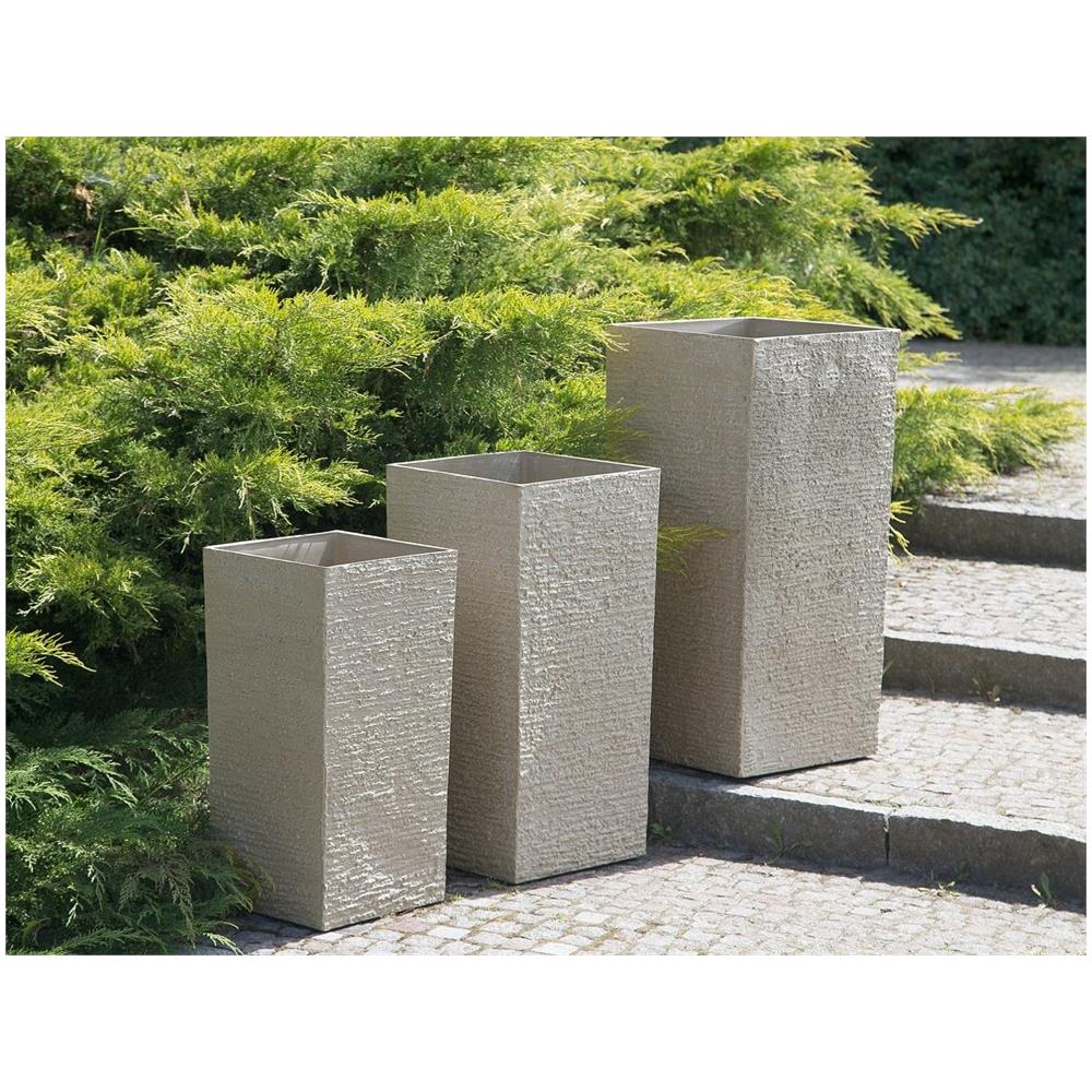 Vaso Rettangolare Per Interno Ed Esterno Beige 35x35x70cm Gaza - Foto 2