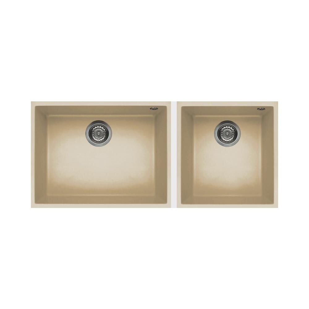 Lavello Quadra 210 Keratek Plus Sottotop 58x44 cm + 38x44 cm 2 vasche Colore Champagne 95 - Foto 1
