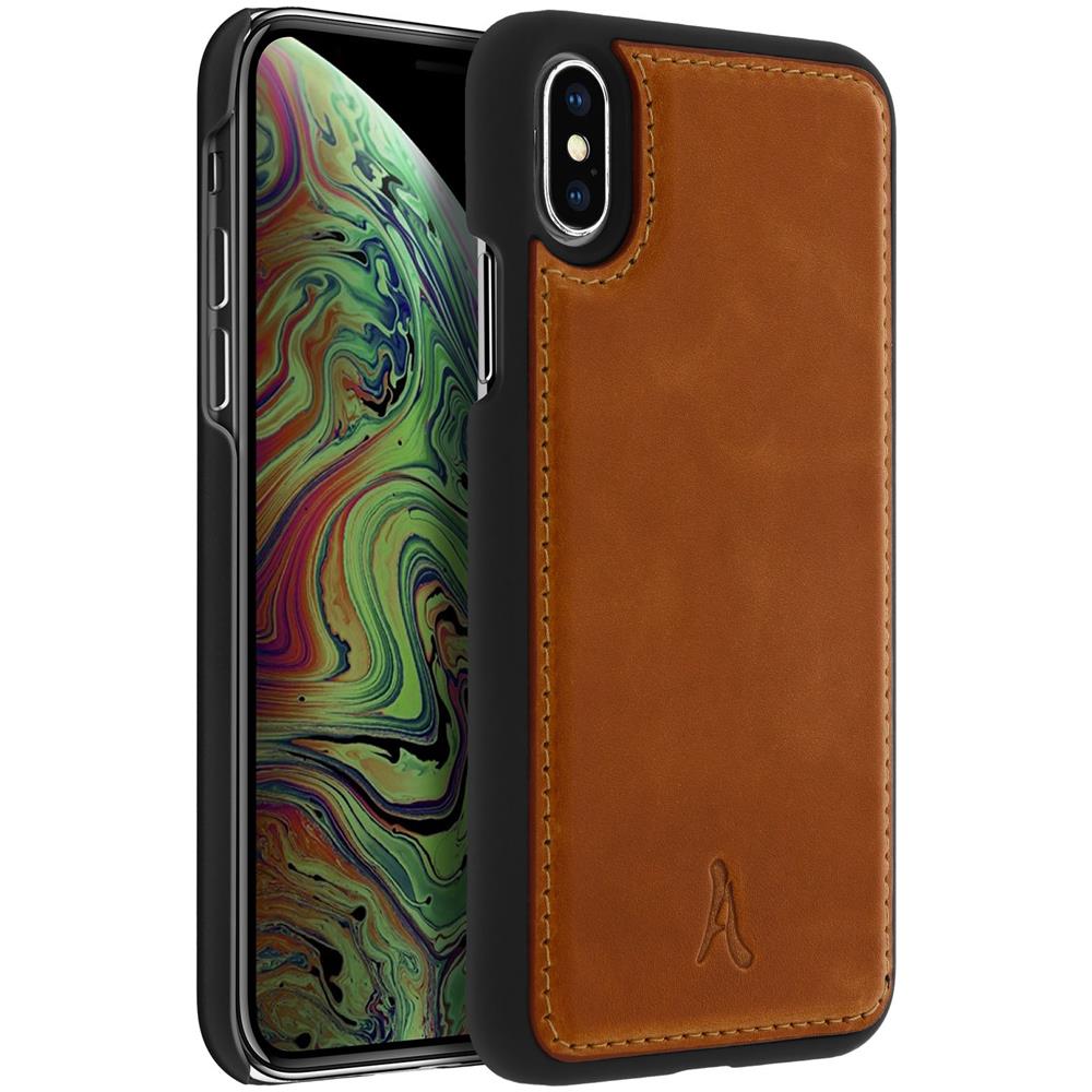 Cover Apple Iphone X / Xs Protezione Rigida Pelle Vera Cammello - Foto 2