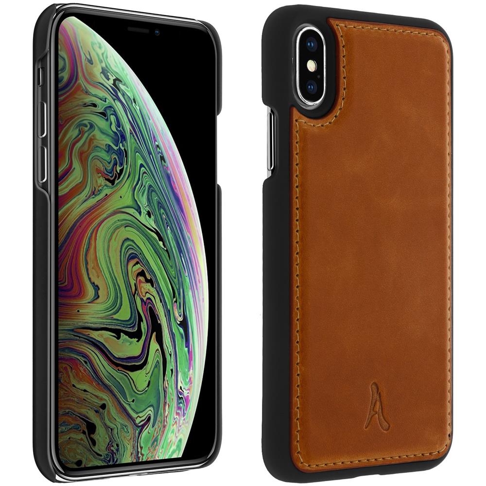 Cover Apple Iphone X / Xs Protezione Rigida Pelle Vera Cammello - Foto 1