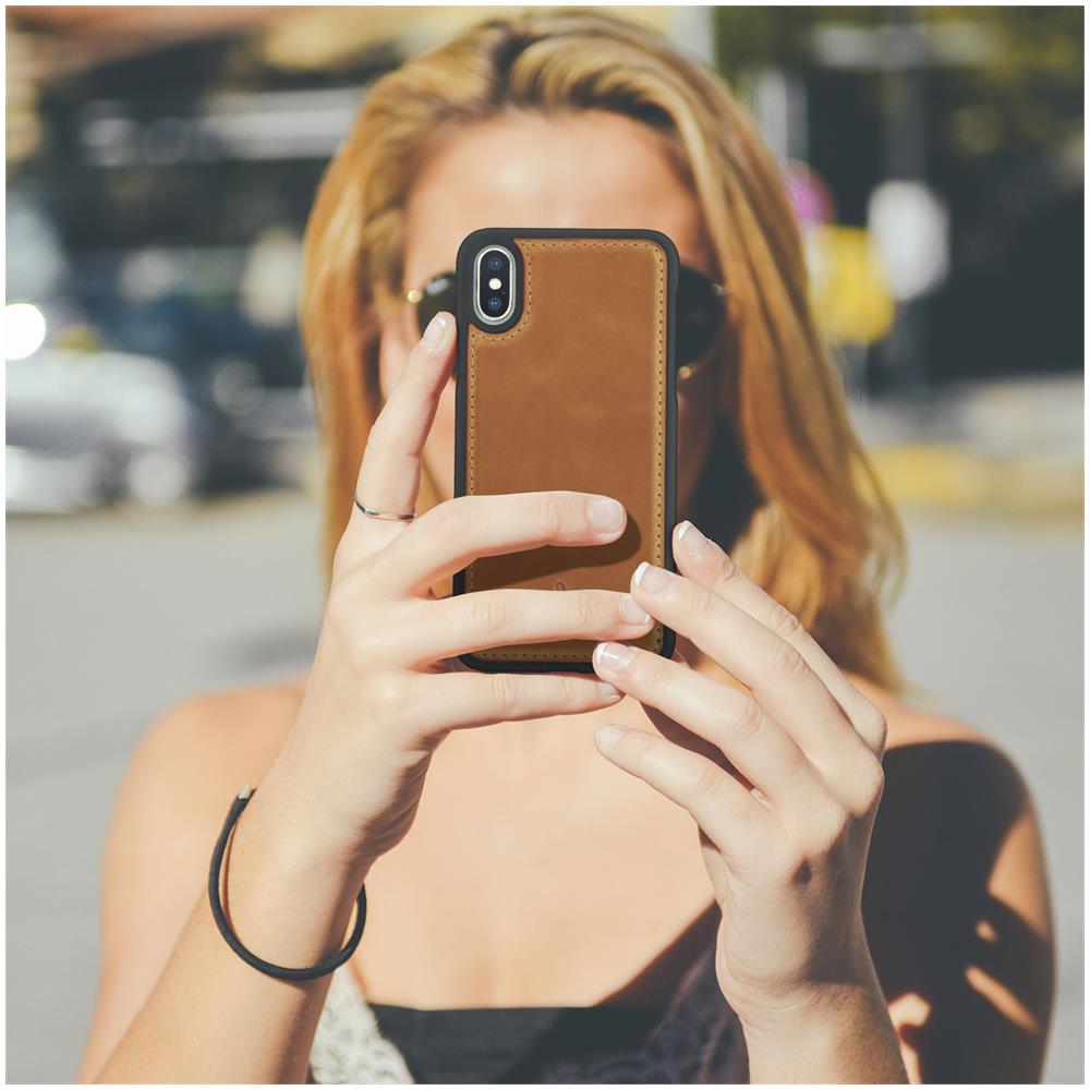 Cover Apple Iphone X / Xs Protezione Rigida Pelle Vera Cammello - Foto 5