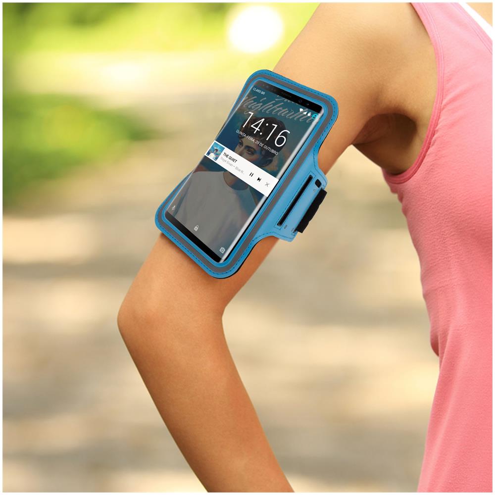 Fascia Da Braccio Sport Smartphone Finestra Touch Cinturino Regolabile Blu - Foto 2