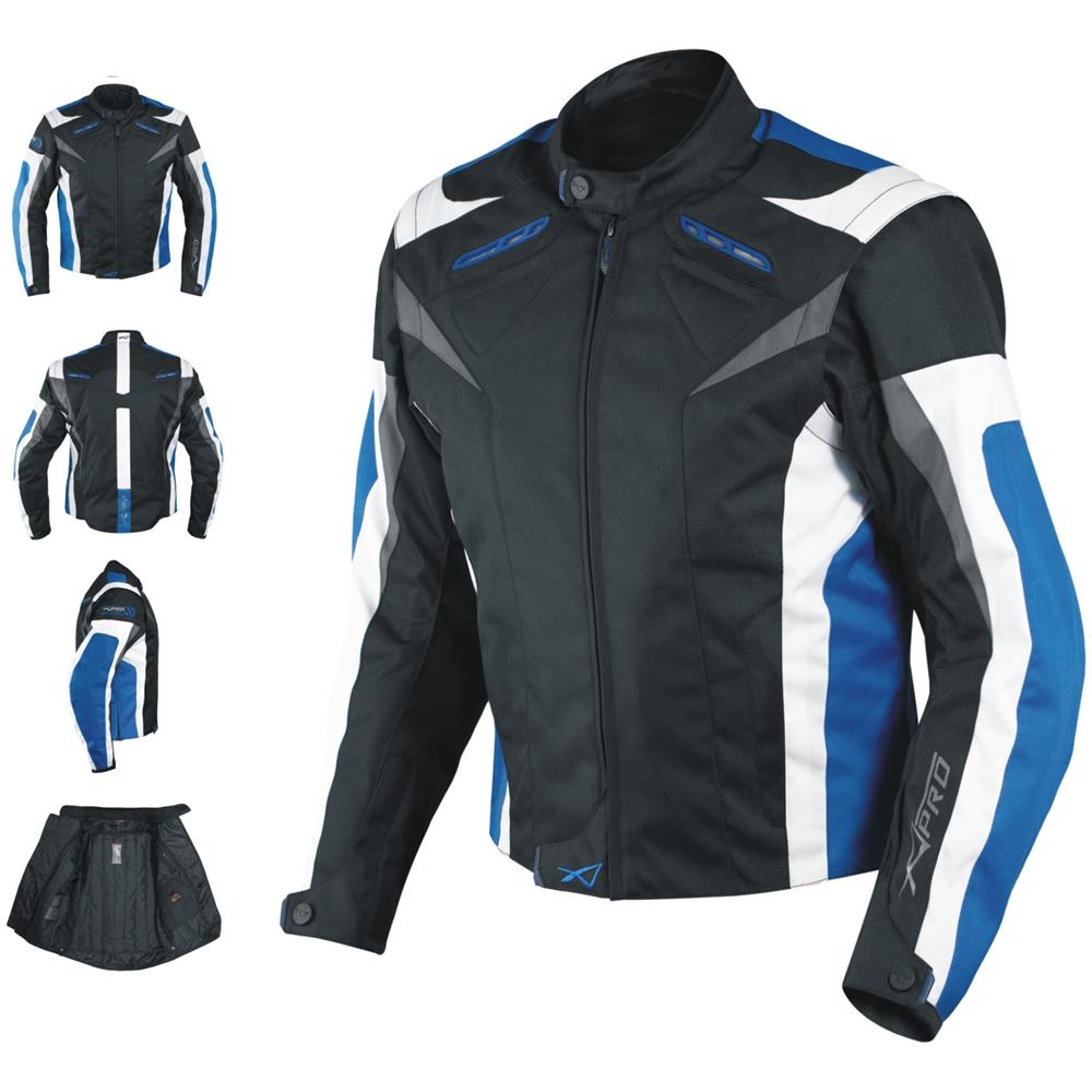 Giacca Tessuto Moto Protezioni Ce Manica Staccabile Gilet Termico Blu S - Foto 1