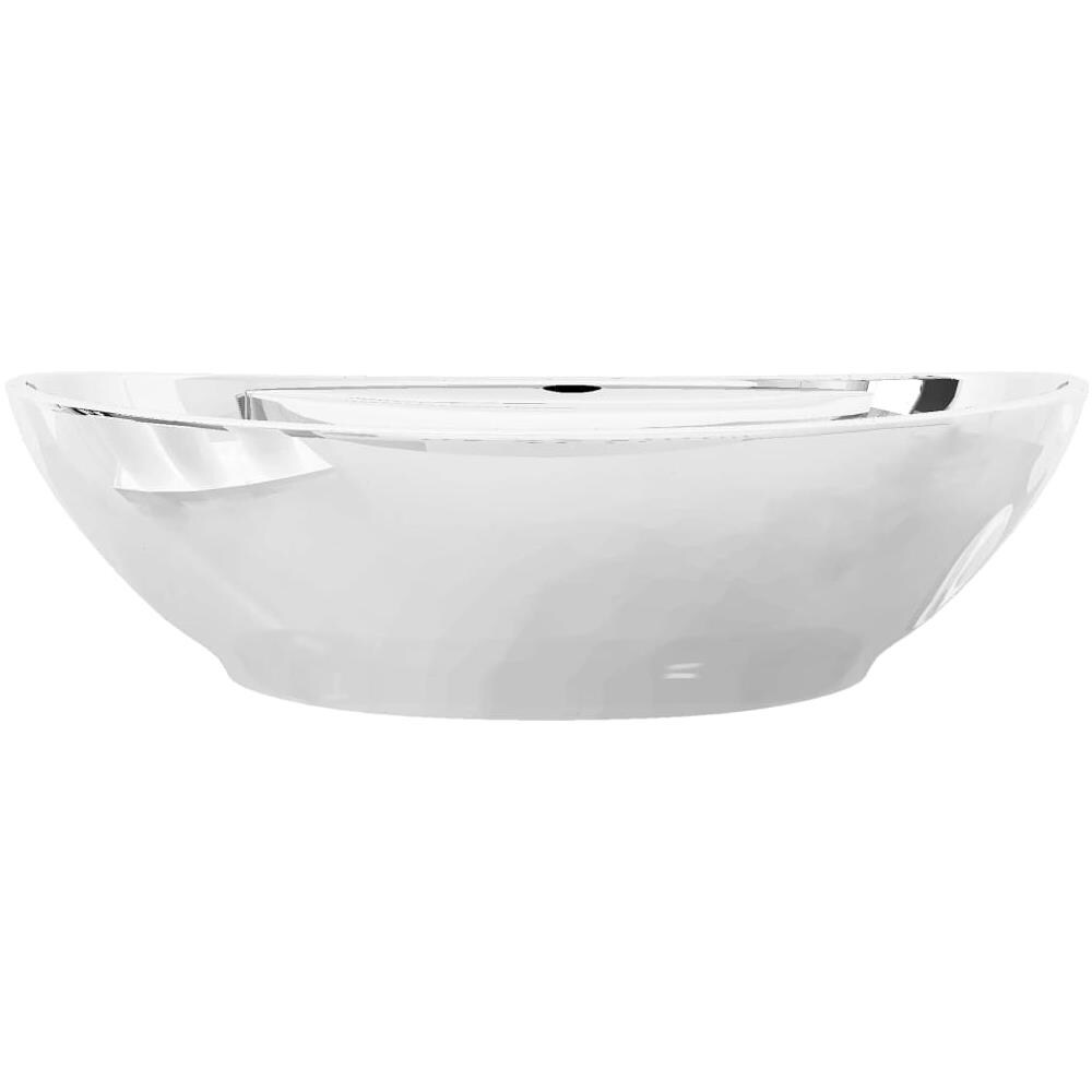 Lavandino Con Troppopieno 58,5x39x21 Cm In Ceramica Argento - Foto 2