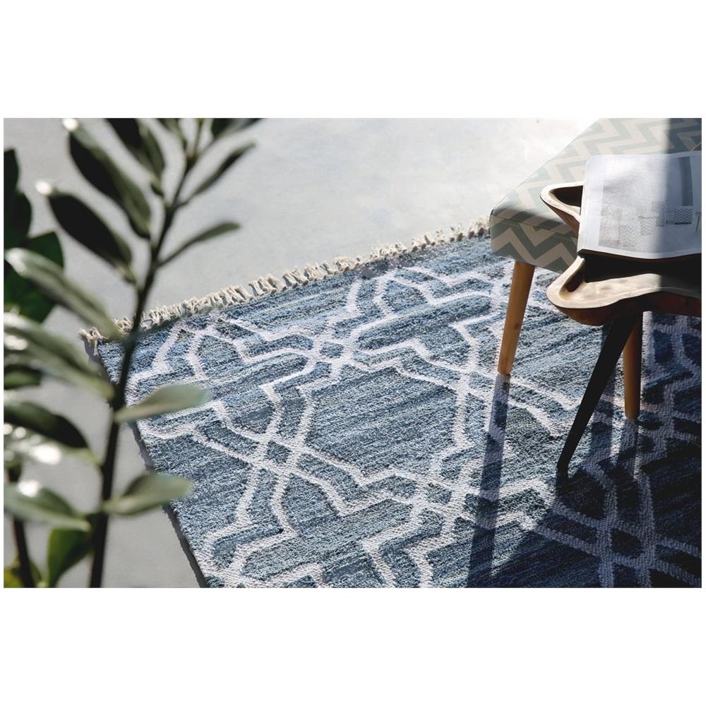 Tappet In Cotone Blu - Tappeto Rettangolare Design Moderno - 140x200cm - Adiyaman - Foto 2