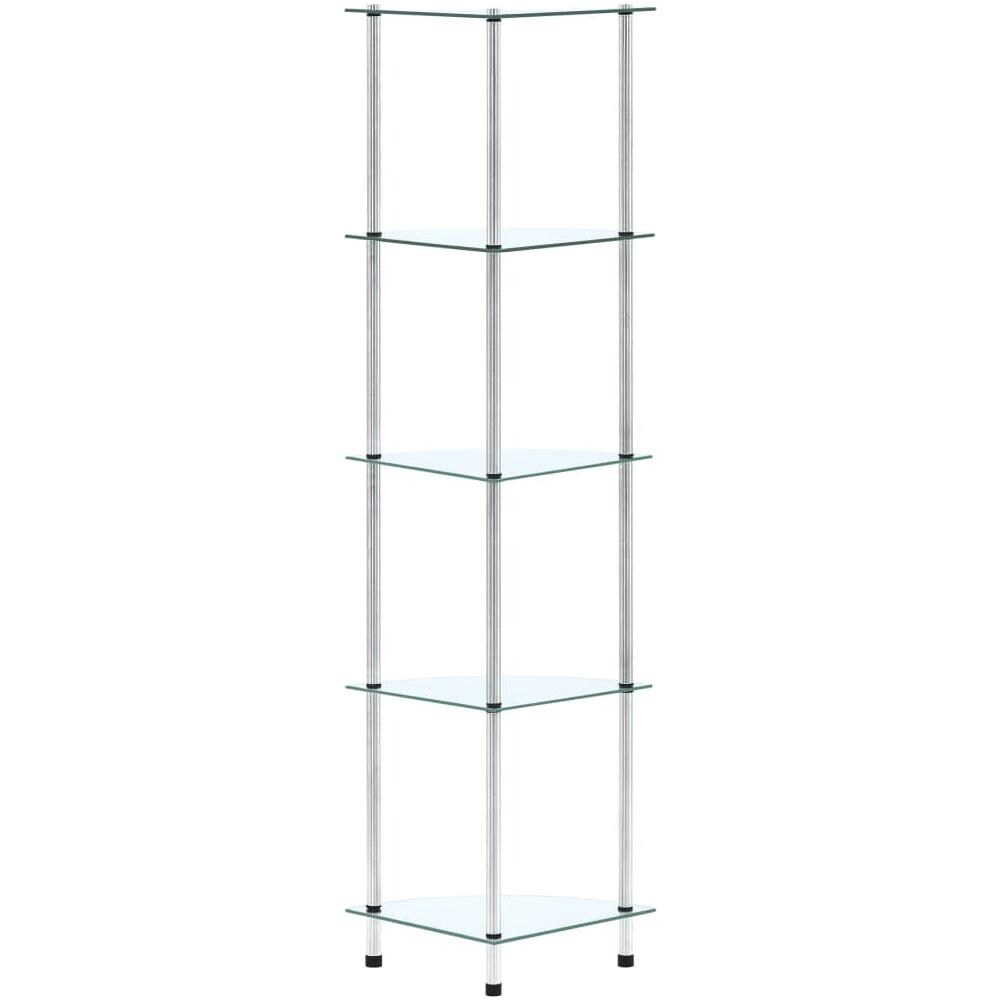 Scaffale a 5 Livelli Trasparente 30x30x130cm in Vetro Temperato - Foto 2