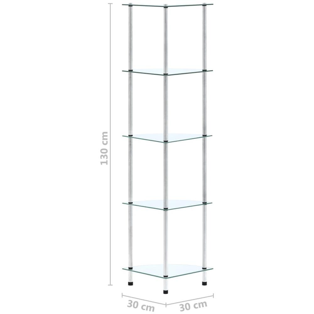 Scaffale a 5 Livelli Trasparente 30x30x130cm in Vetro Temperato - Foto 6
