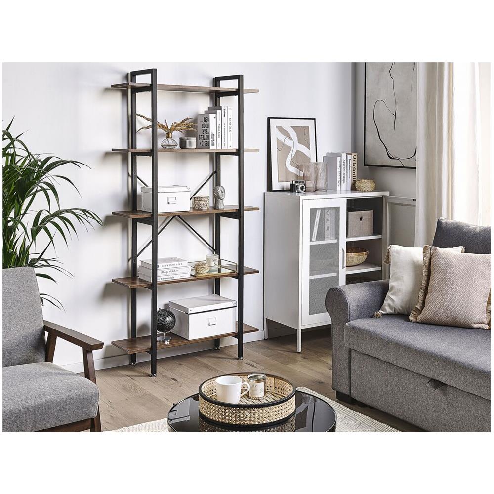 Libreria A 5 Scaffali Legno Scuro Darby - Foto 2