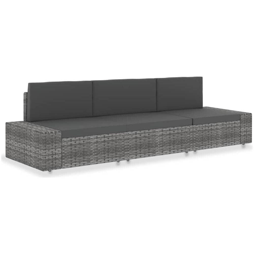 Divano Modulare a 3 Posti in Polyrattan Grigio - Foto 1