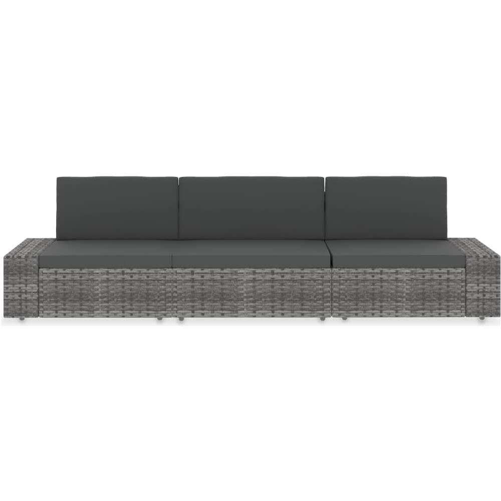Divano Modulare a 3 Posti in Polyrattan Grigio - Foto 2