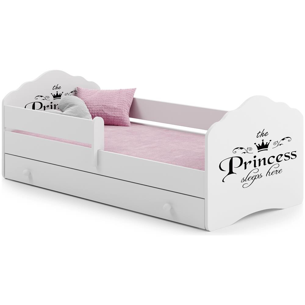 Letto Per Bambini Fala 140x70 Cassetto E Una Ringhiera+ Materasso E Giroletto Sleeping Princess Black - Foto 1