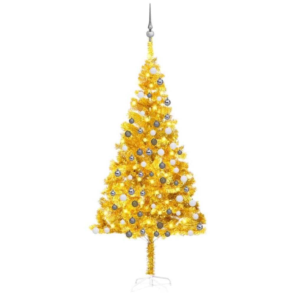 Set Albero Natale Artificiale con LED e Palline Oro 180 cm PET - Foto 1