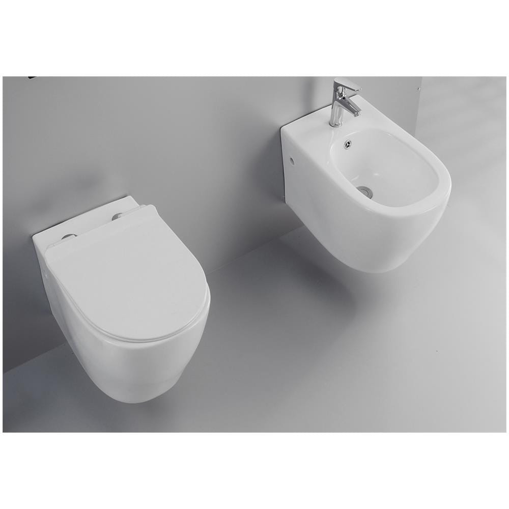 Coppia Sanitari Fun Sospesi Vaso Bidet Sedile Frizionato Fissaggi - Foto 1