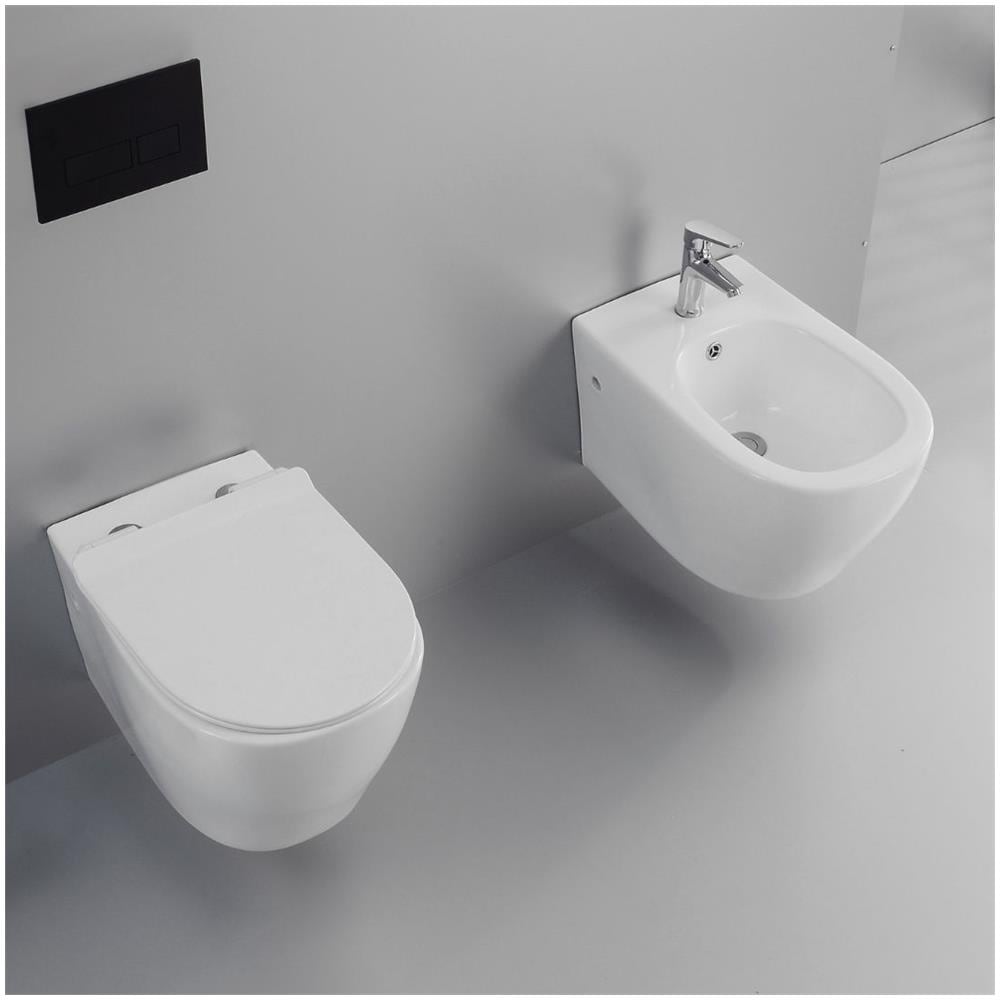 Coppia Sanitari Fun Sospesi Vaso Bidet Sedile Frizionato Fissaggi - Foto 2