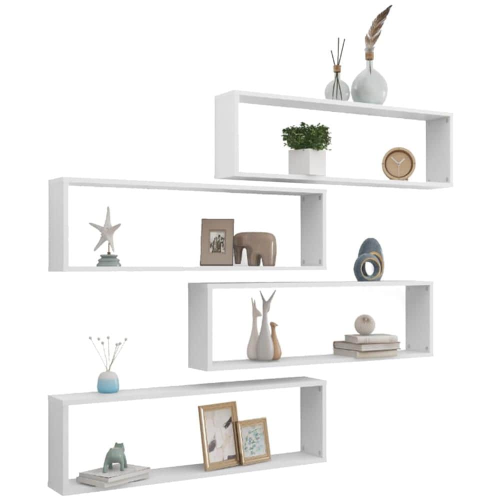 Mensole Parete a Cubo 4 pz Bianco 100x15x30 cm in Multistrato - Foto 3