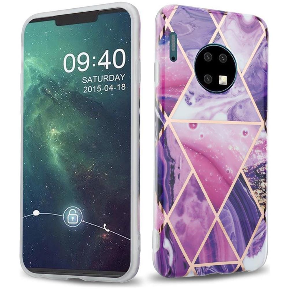 Custodia Compatibile Con Huawei Mate 30 In Marmo Viola Onda No. 14 - Coperchio Protettivo In Silicone Tpu Con Motivo A Mosaico - Foto 1