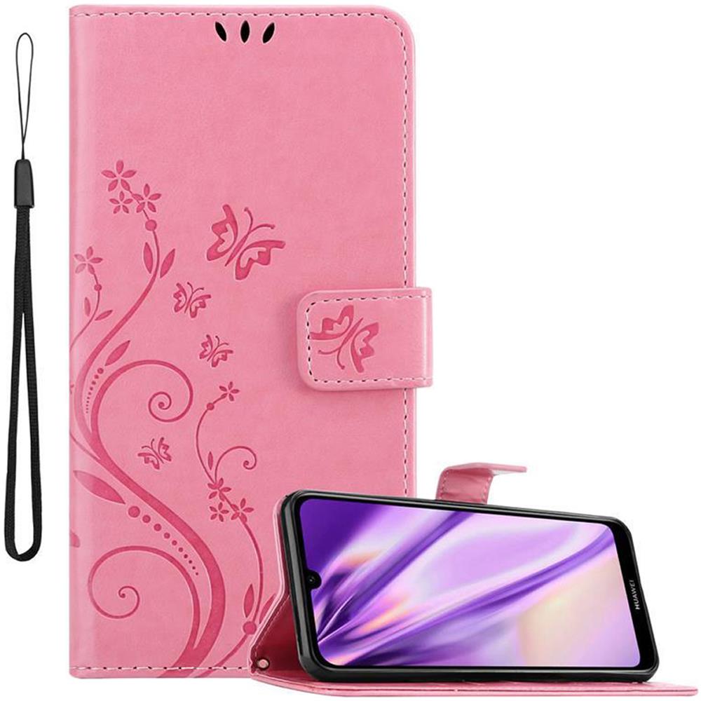 Custodia Compatibile Con Huawei Y6 2019 In Rosa Fiore - Coperchio Protettivo In Design Floreale Con Chiusura Magnetica, Funzione Stand E Slot Per Carte - Foto 1