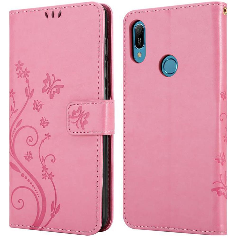 Custodia Compatibile Con Huawei Y6 2019 In Rosa Fiore - Coperchio Protettivo In Design Floreale Con Chiusura Magnetica, Funzione Stand E Slot Per Carte - Foto 8