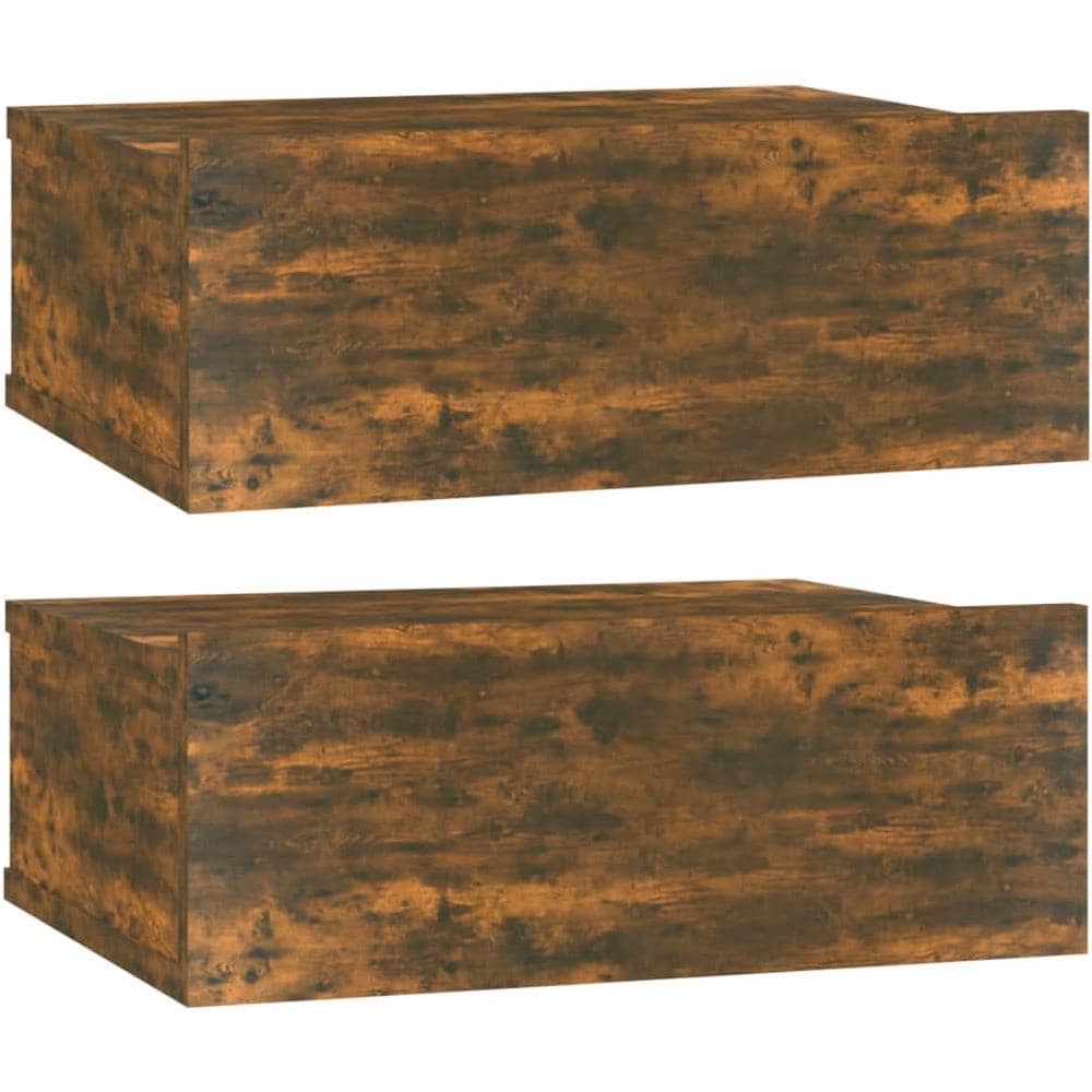 Comodini Pensili Rovere Fumo 2pz 40x30x15 Cm Legno Multistrato - Foto 1