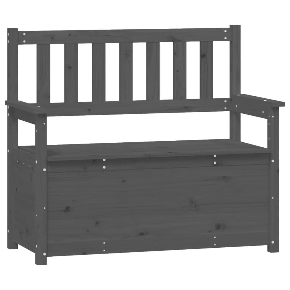 Panca Grigio 112,5x51,5x96,5 Cm In Legno Massello Di Pino - Foto 2