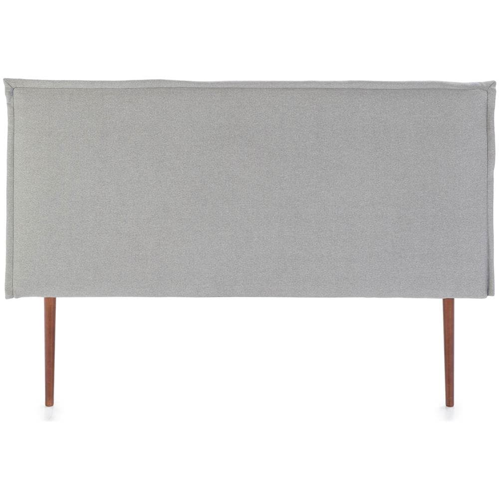 Testiera Rivestita In Tela Berlin 150x100 Cm, Capitonné In Tela Color Grigio, Gambe Di Legno Color Noce - Foto 2