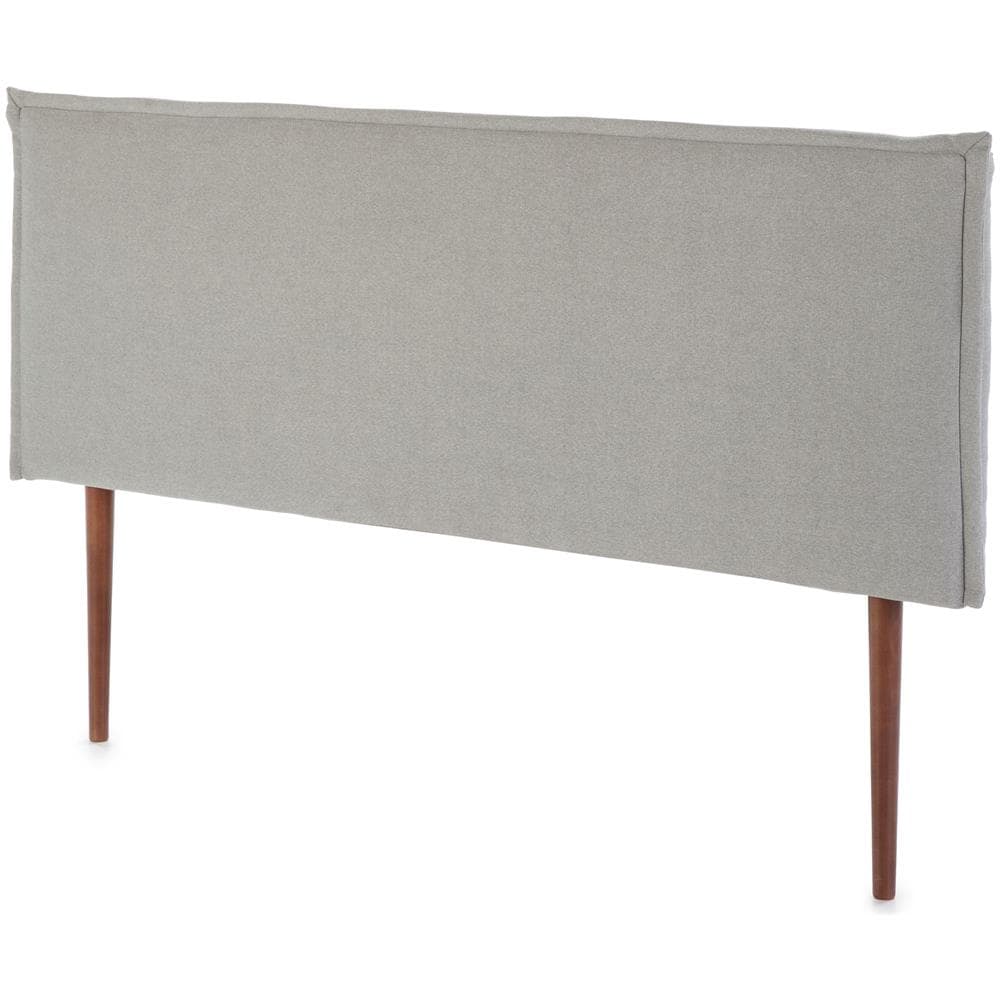 Testiera Rivestita In Tela Berlin 150x100 Cm, Capitonné In Tela Color Grigio, Gambe Di Legno Color Noce - Foto 1