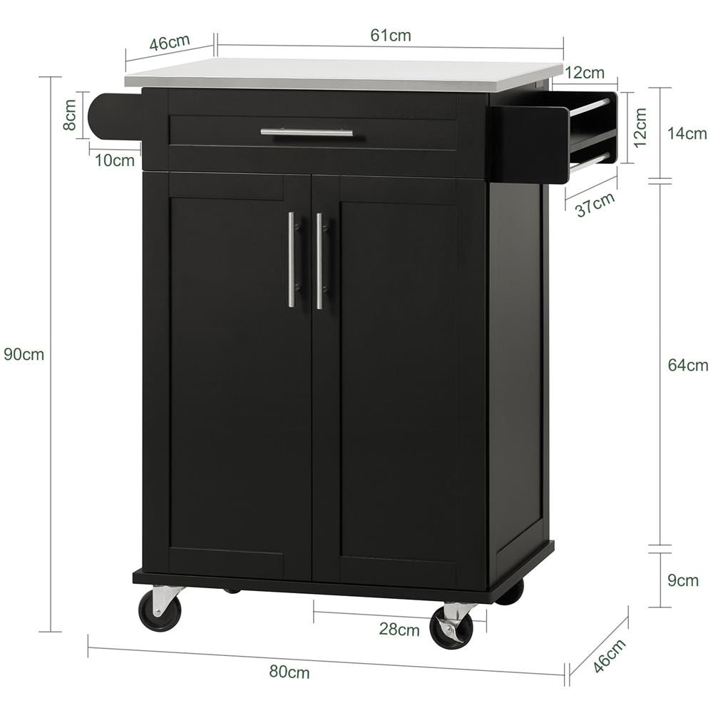 Carrello Cucina Credenza Cucina Mobile Cucina Nero Con Ruote Fkw110-sch - Foto 2