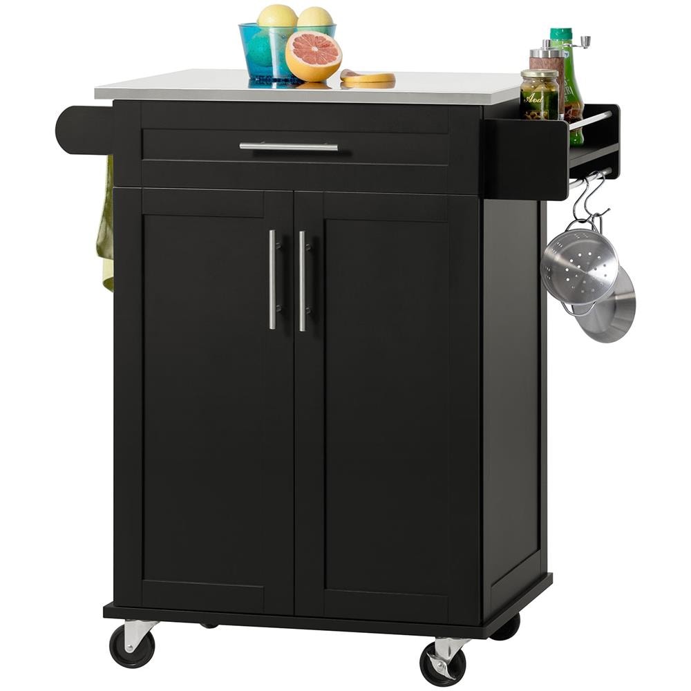 Carrello Cucina Credenza Cucina Mobile Cucina Nero Con Ruote Fkw110-sch - Foto 1