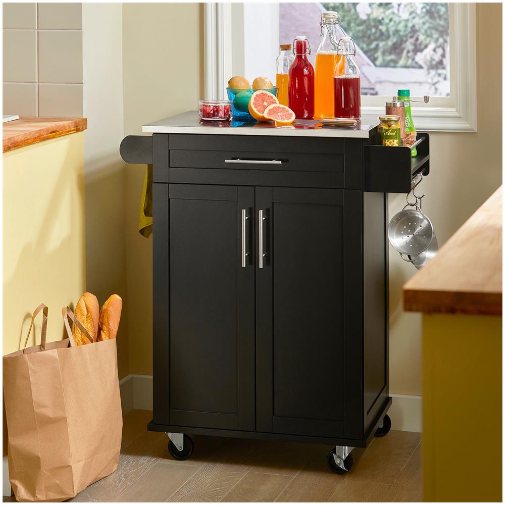 Carrello Cucina Credenza Cucina Mobile Cucina Nero Con Ruote Fkw110-sch - Foto 7